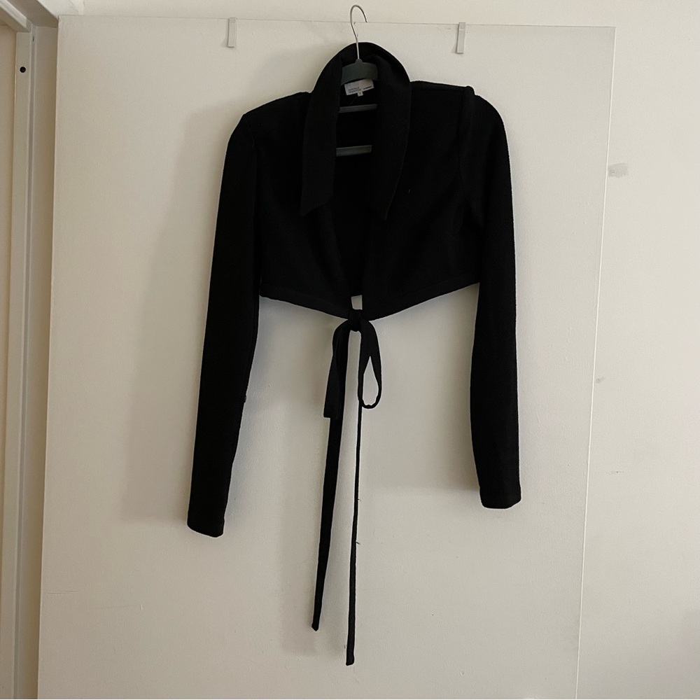 Danielle Bernstein black cropped tie top